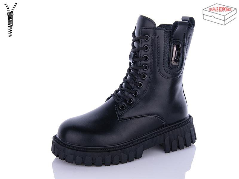 Ботинки женские зима QQ Shoes (36-41) 5223 all black (зима)