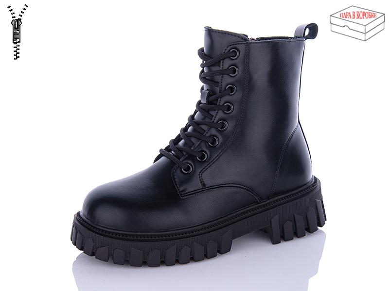 Ботинки женские зима QQ Shoes (36-41) 5235 all black (зима)