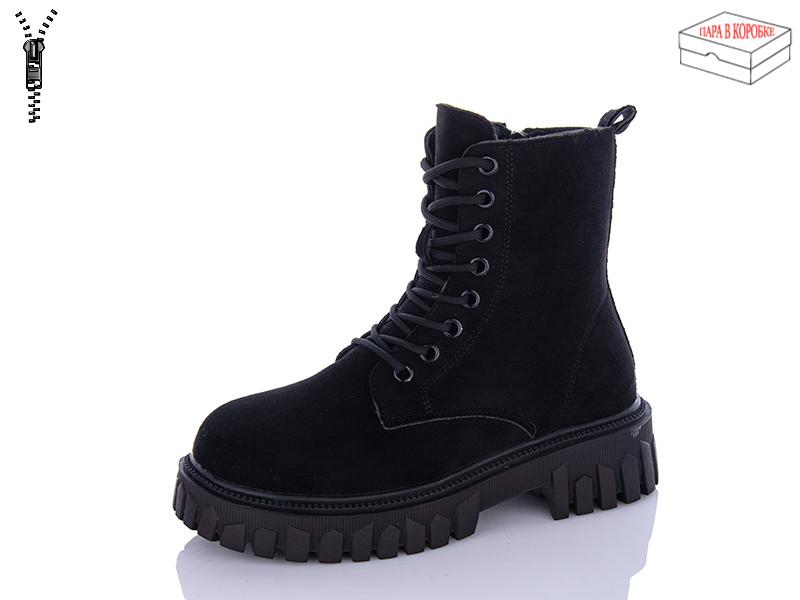 Ботинки женские зима QQ Shoes (36-41) 5235 cloth black (зима)