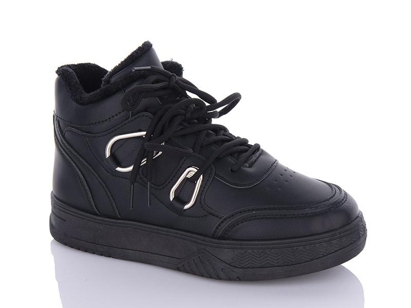 Кроссовки женские зима ABA2 (36-41) D23 black (зима)