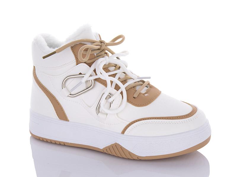 Кроссовки женские зима ABA2 (36-41) D23 white-beige (зима)