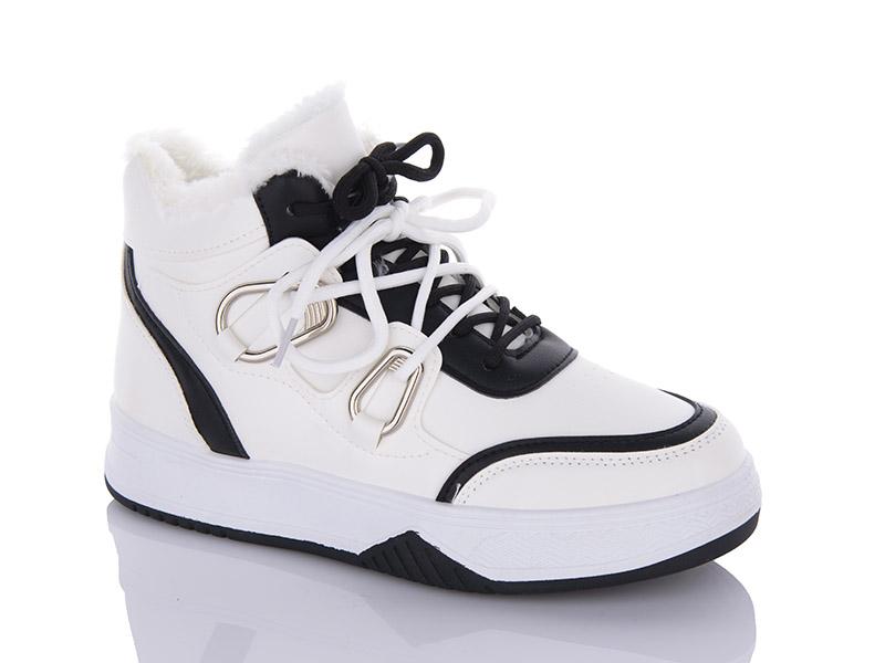 Кроссовки женские зима ABA2 (36-41) D23 white-black (зима)