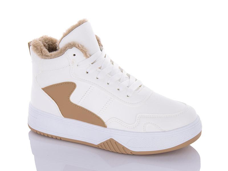 Кроссовки женские зима ABA2 (36-41) D28 white-beige (зима)