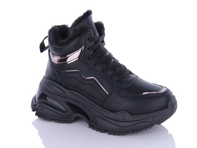 Кроссовки женские зима ABA2 (36-41) R62 black (зима)