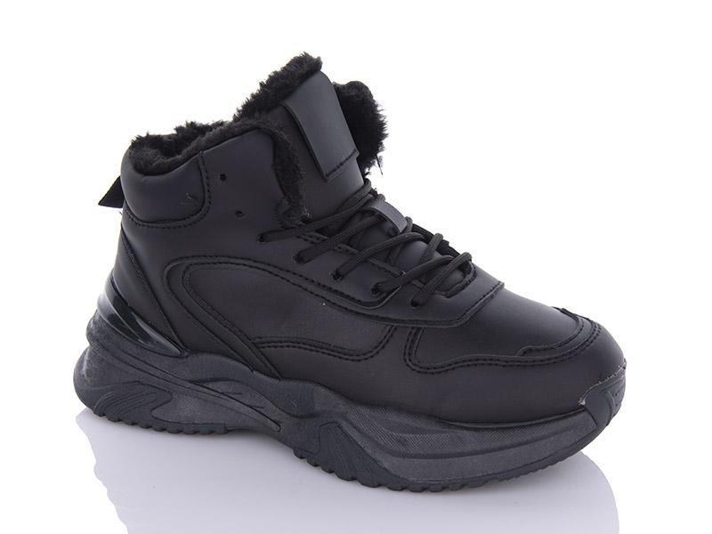 Кроссовки женские зима ABA2 (36-41) YP07 all black (зима)