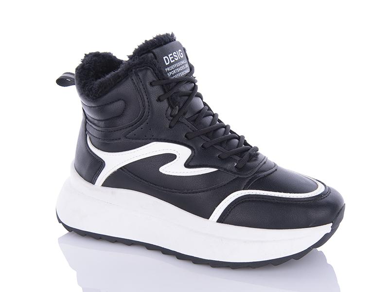 Кроссовки женские зима QQ Shoes (36-41) JP31 black-white (зима)