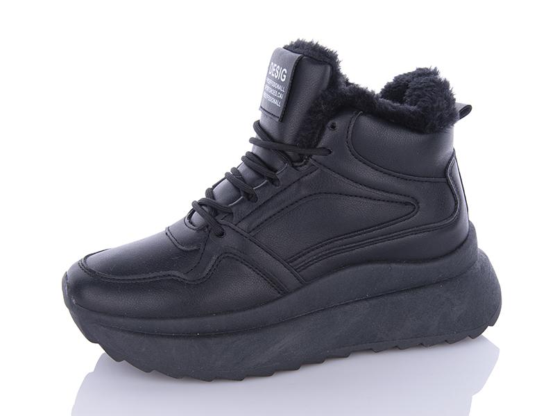 Кроссовки женские зима QQ Shoes (36-41) JP32 black (зима)