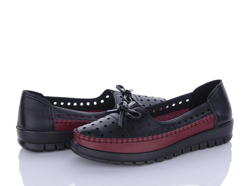 Туфли женские Baolikang (37-42) 5087 black-red (лето)