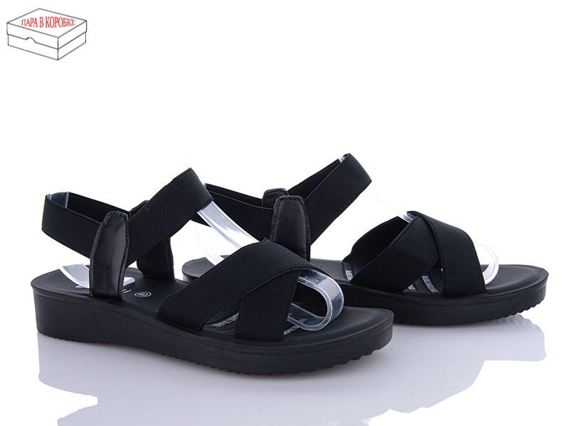 Босоножки QQ Shoes (40-43) H5339 black батал (лето)