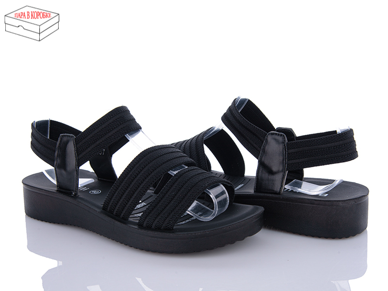 Босоножки QQ Shoes (40-43) H5357 black батал (лето)