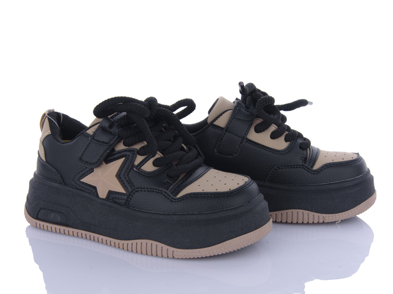 Кроссовки Clibee (33-38) LC120 black-khaki (деми)