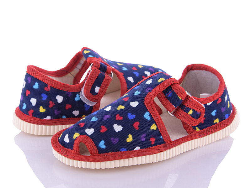 Тапочки Starkids (17-19) 0237 синий сердечки (деми)
