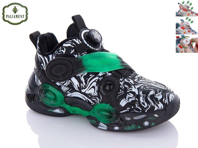 Кроссовки Paliament (36-41) 601-111 black-green (деми)