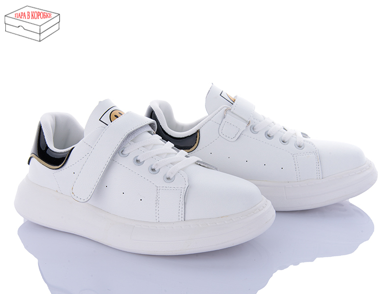 Кроссовки OkShoes (32-37) B107-3 white black (деми)