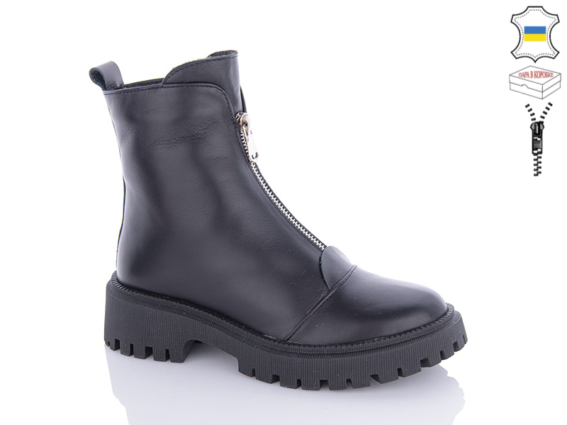 Ботинки Garti (36-40) 305 чор.шкіра хутро (зима)