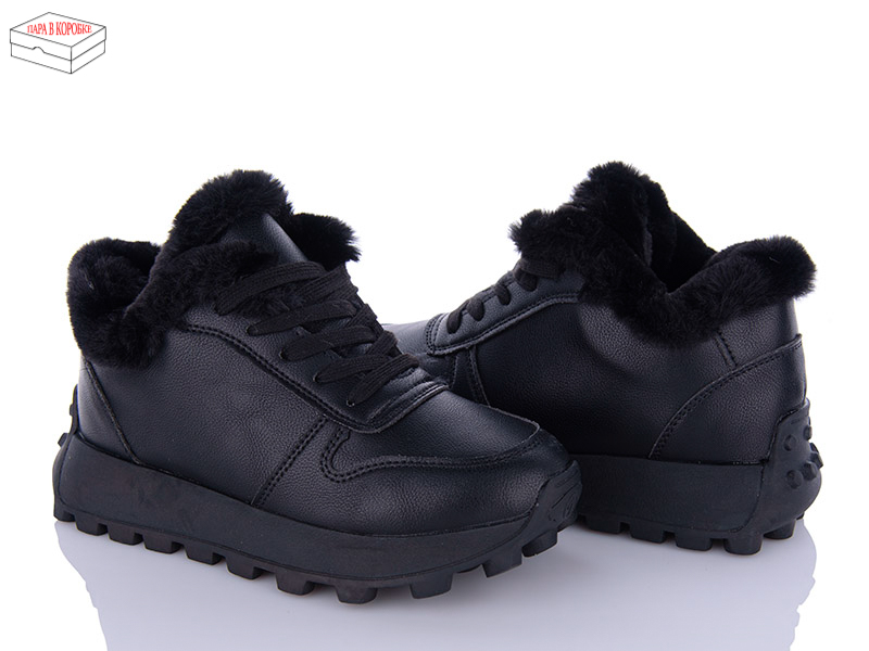 Кроссовки Ailaifa (36-41) 2305 all black (зима)