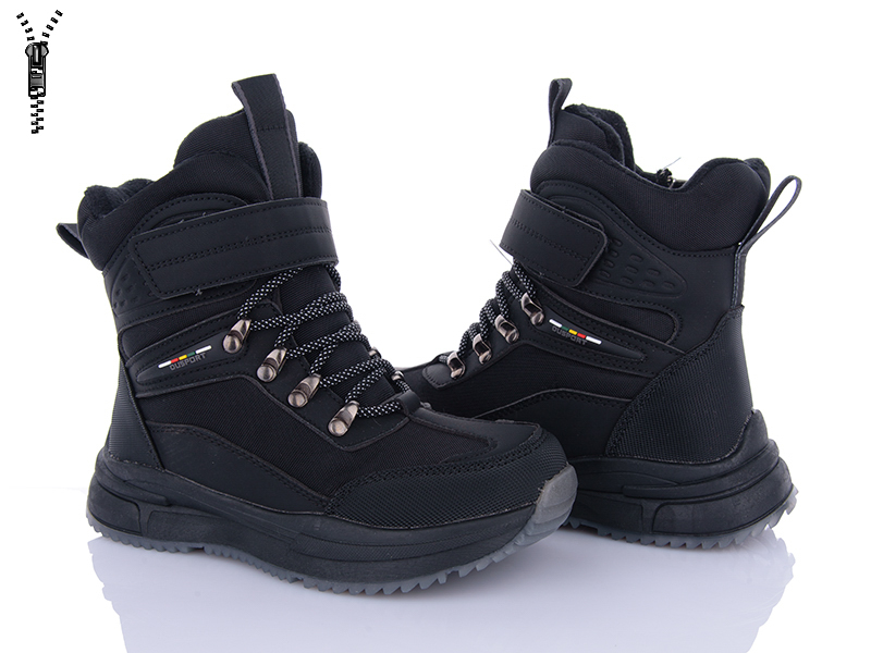 Ботинки OkShoes (32-37) A30408 black (зима)