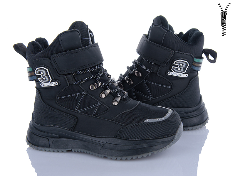 Ботинки OkShoes (32-37) A30411 black (зима)