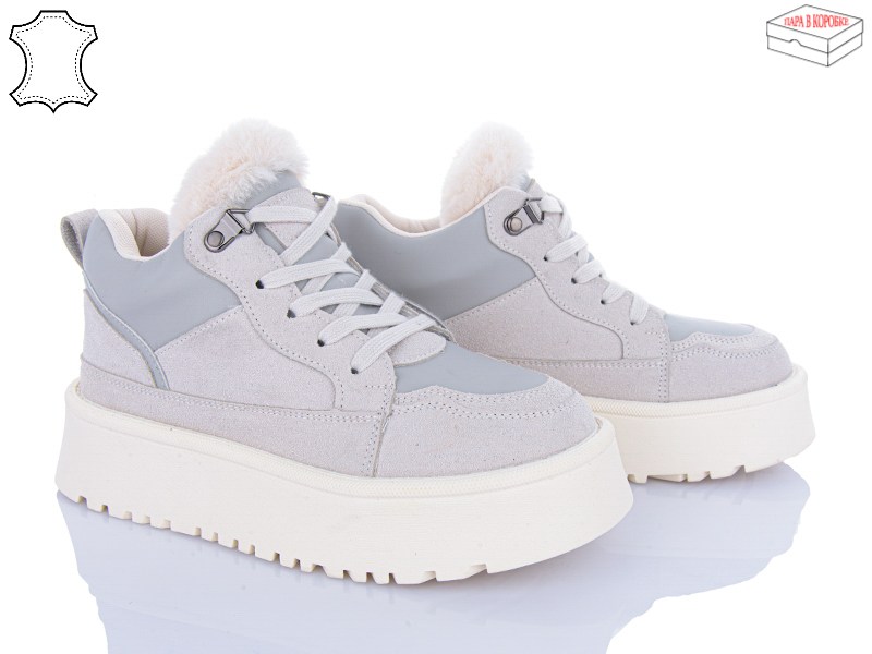 Кроссовки Ailaifa (36-41) M061-1 grey-white (зима)