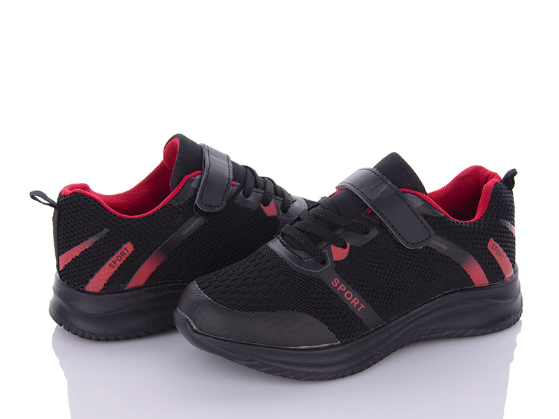 Кроссовки Wei Wei (32-37) 2602-1 black-red (деми)