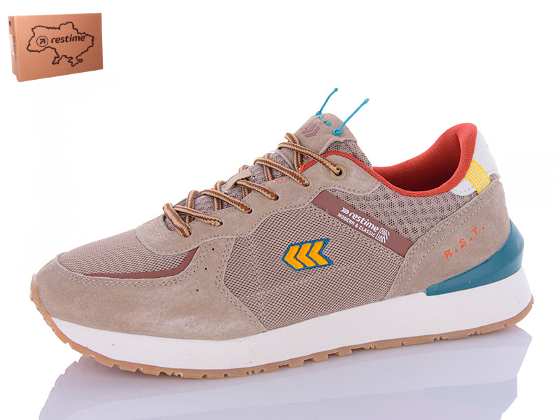 Кроссовки Restime (41-46) EMB24029 camel-orange (деми)