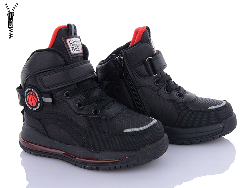 Ботинки Clibee (26-31) PM805 black-red фліс (деми)