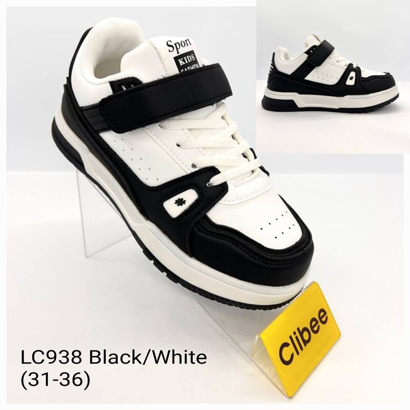 Кроссовки DvaClibee (31-36) Apa-LC938 black-white (деми)