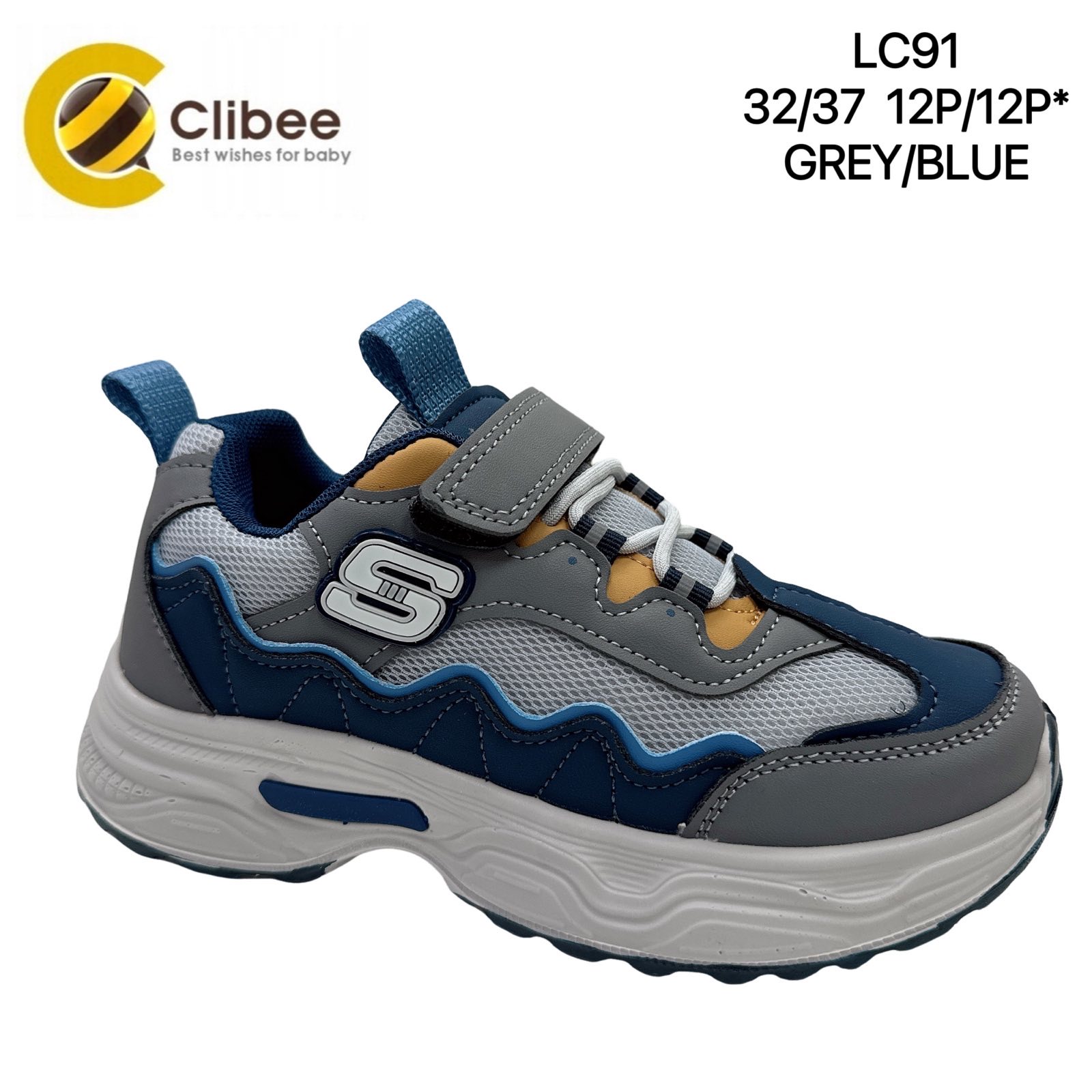 Кроссовки DvaClibee (32-37) Apa-LC91 grey-blue (деми)