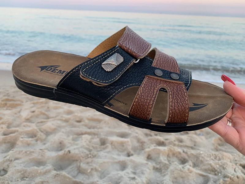 Шлепанцы Malibu (40-45) 6843T black-camel (лето)