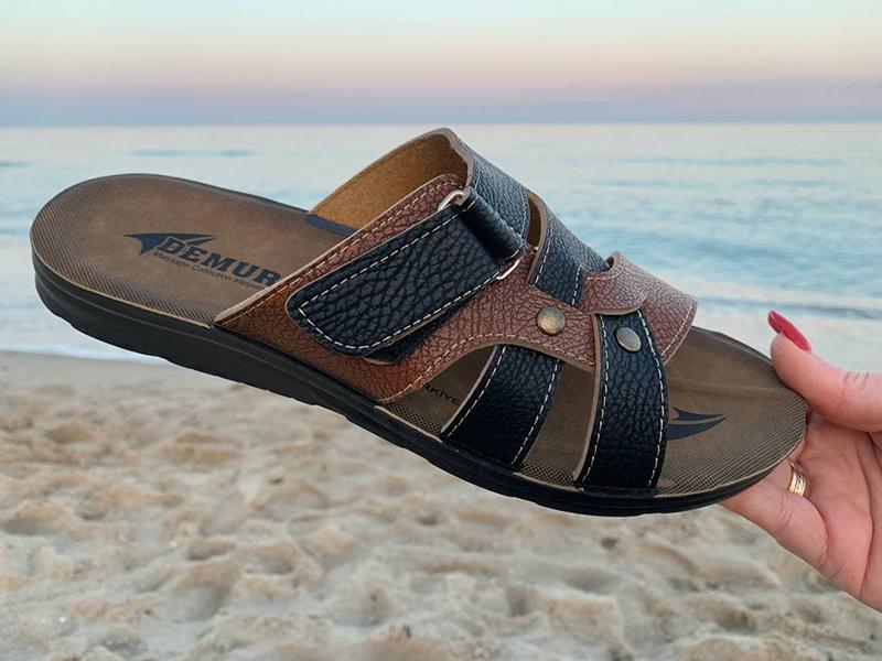 Шлепанцы Malibu (40-45) 6844 black-camel (лето)