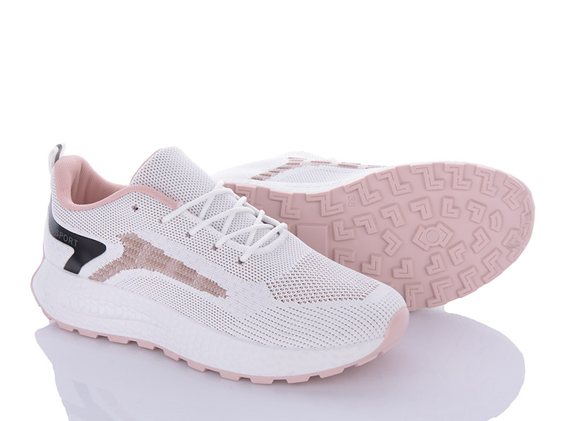 Кроссовки VIOLETA (36-41) 143-28 white-pink (лето)