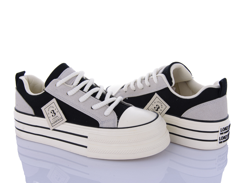 Кеды VIOLETA (36-40) 170-28 black-grey (деми)