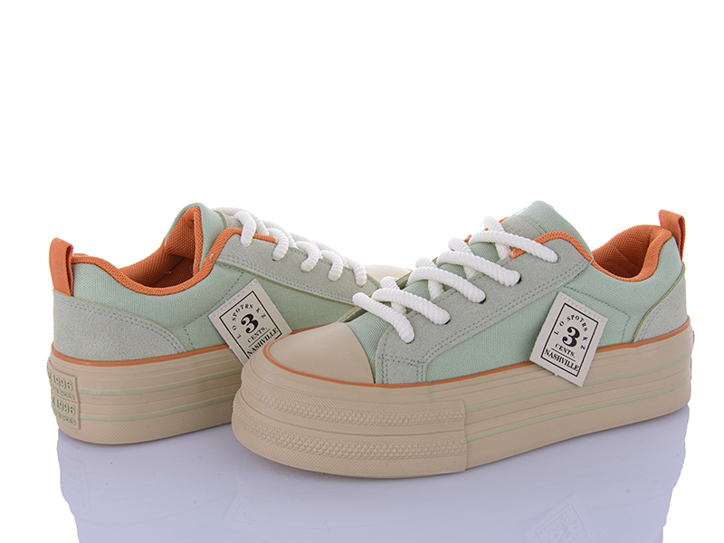 Кеды VIOLETA (36-40) 170-28 green-orange (деми)