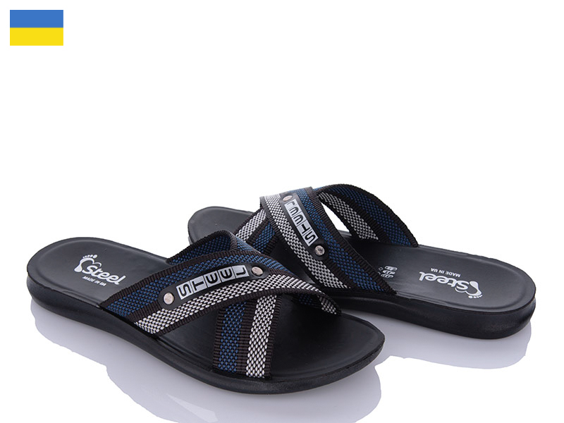 Шлепанцы Gurkem (41-45) TRK 007 black-grey-blue new (лето)