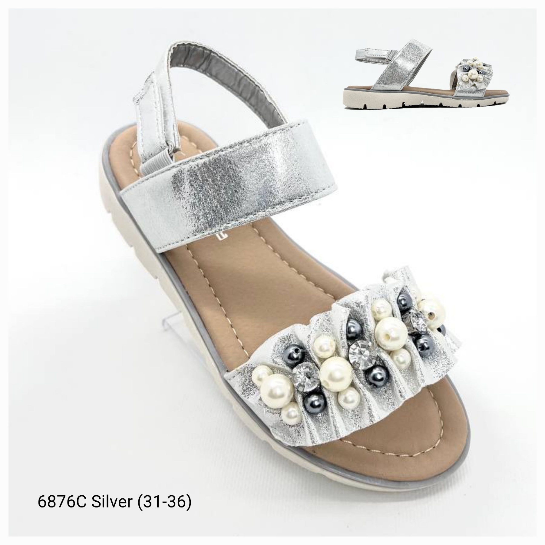 Босоножки DvaClibee (31-36) Apa-6876C silver (лето)