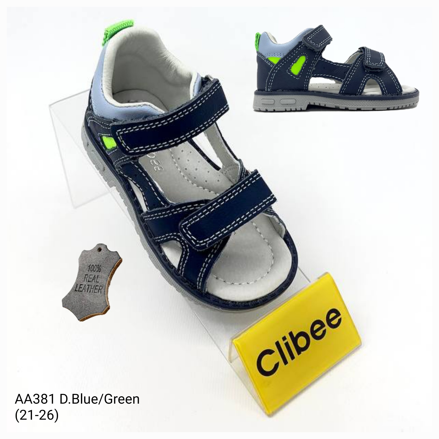 Босоножки DvaClibee (21-26) Apa-AA381 d.blue-green (лето)