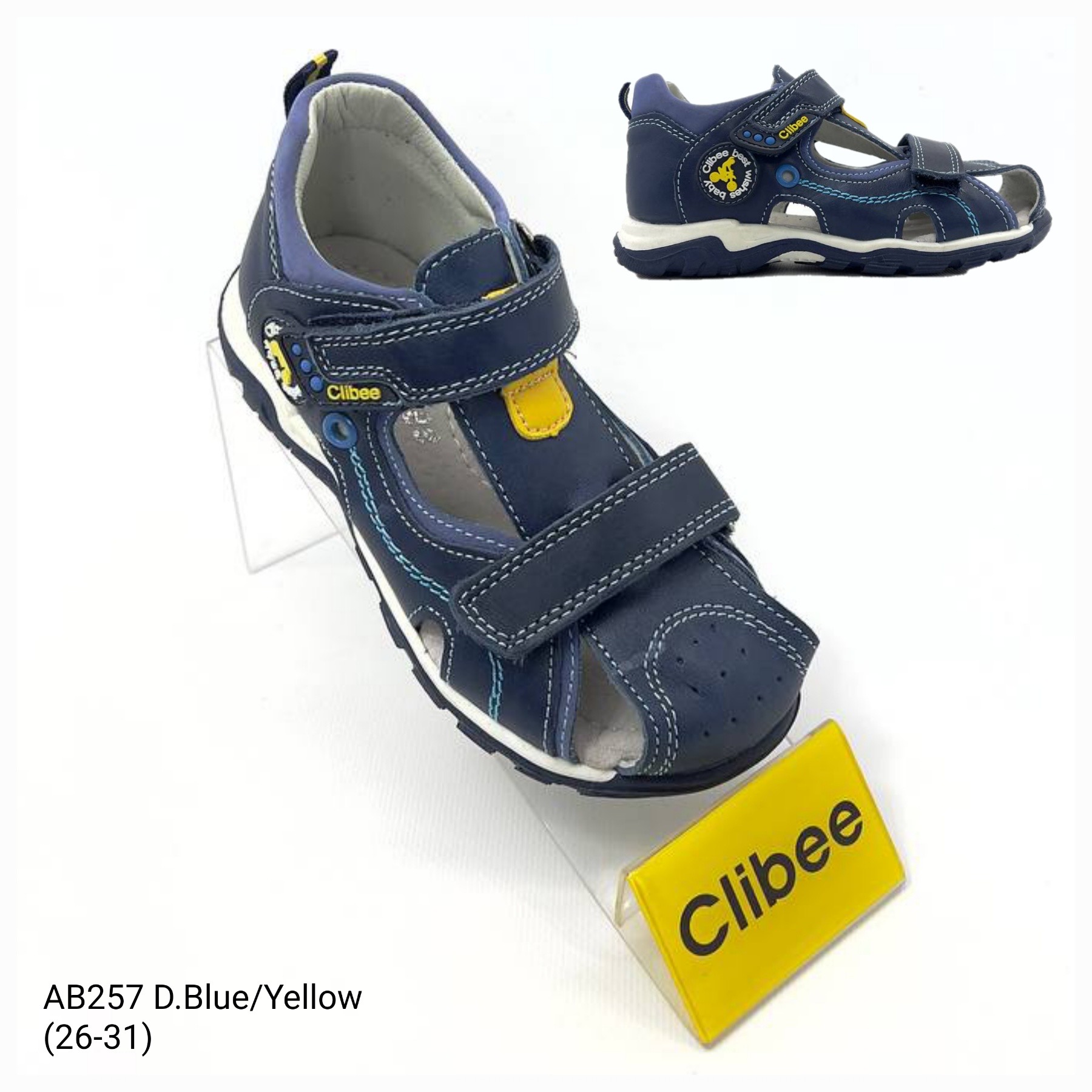 Босоножки DvaClibee (26-31) Apa-AB257 d.blue-yellow (лето)