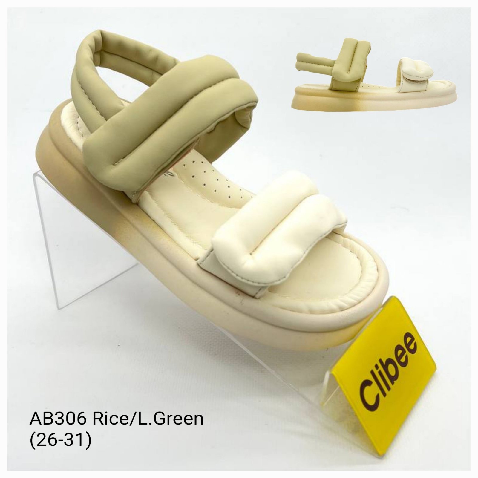 Босоножки DvaClibee (26-31) Apa-AB306 rice-l.green (лето)
