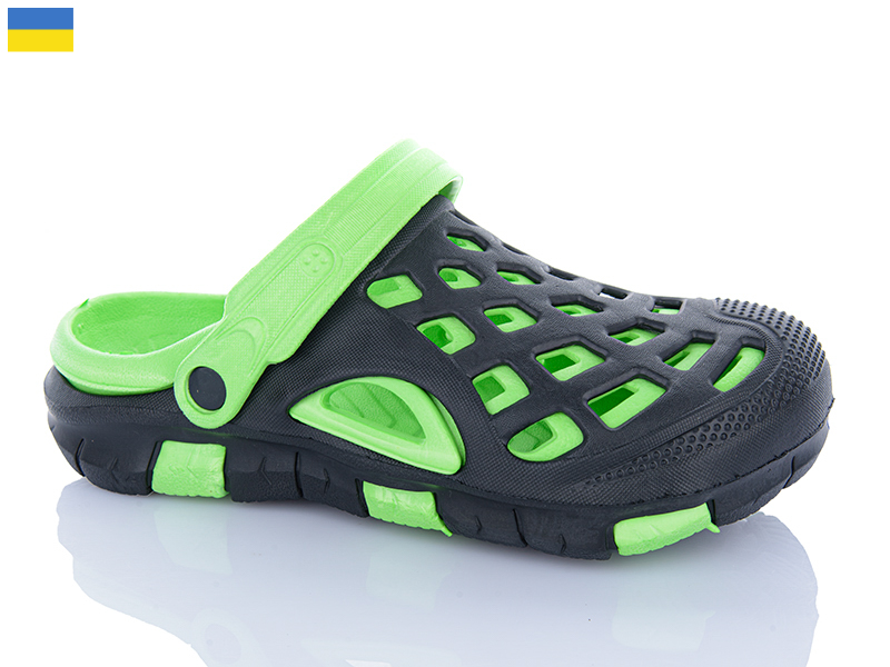 Кроксы Inblu (40-45) 308 чор-зелений (лето)