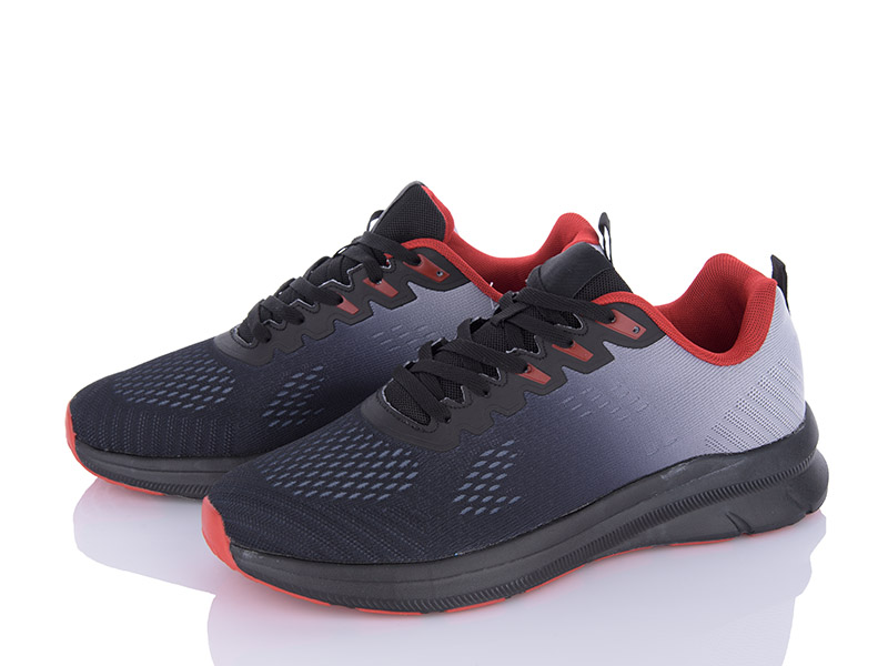 Кроссовки VIOLETA (40-45) 24-152 black-red (лето)