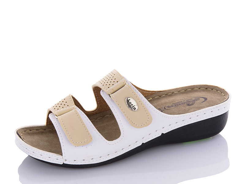 Шлепанцы Sali One (37-41) L1430 білий-бежевий (лето)