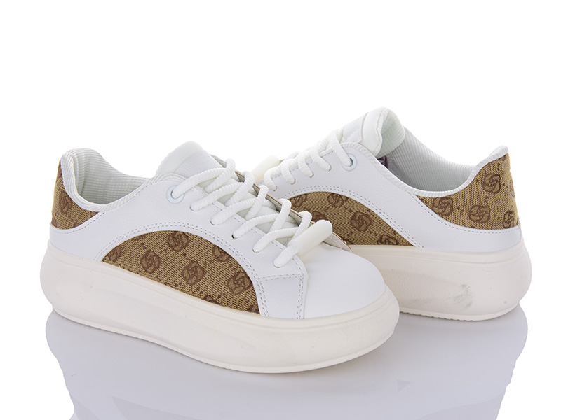 Кроссовки VIOLETA (36-40) 186-23 white-khaki (деми)