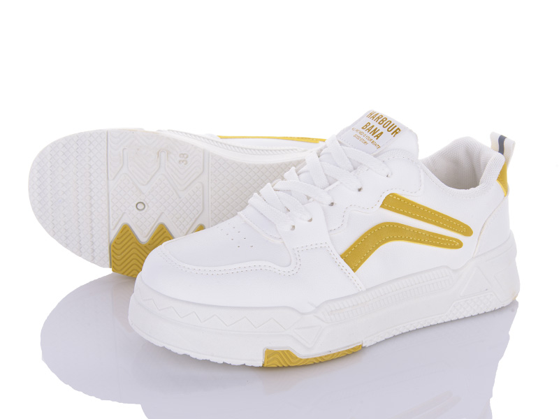 Кроссовки VIOLETA (37-41) 45-95 white-yellow (деми)