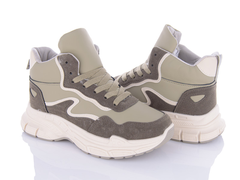 Кроссовки VIOLETA (36-41) 150-45 beige-olive (зима)