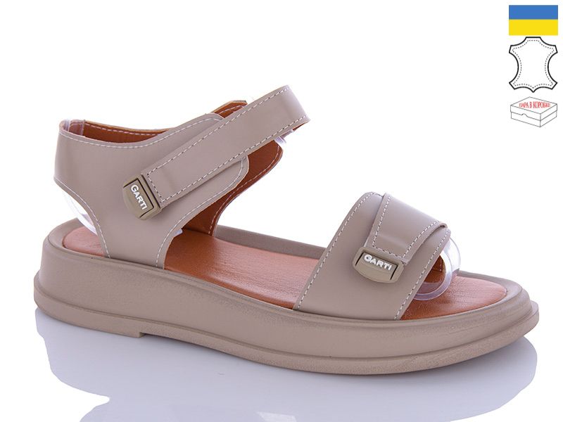 Босоножки Garti (36-40) 0136 бежевий шкіра (лето)