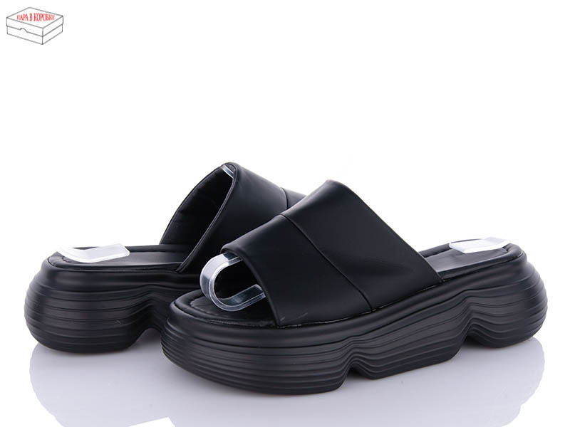 Шлепанцы Ailaifa (36-41) 7055 all black (лето)