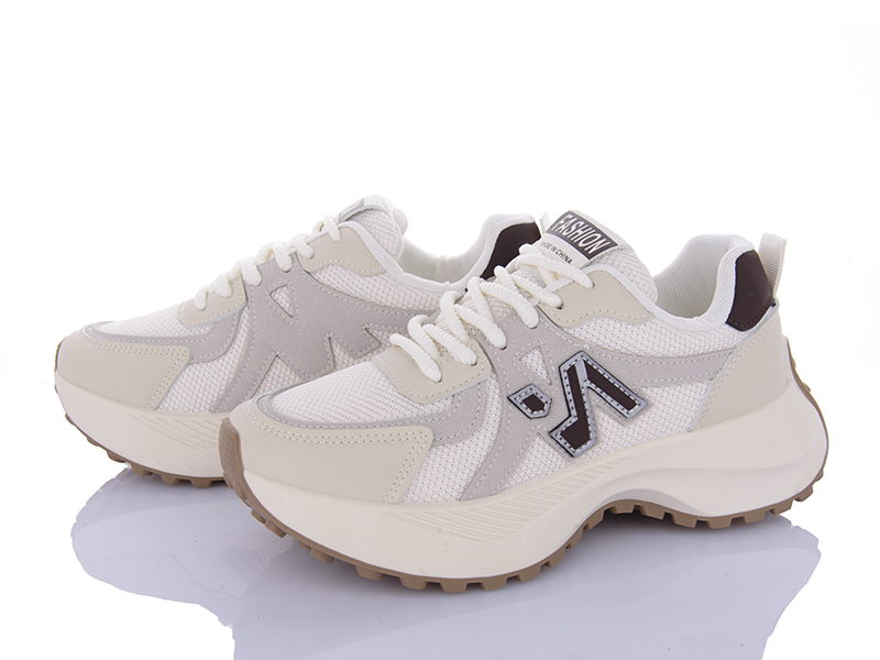 Кроссовки VIOLETA (36-41) HD46-136-34 white-khaki (деми)