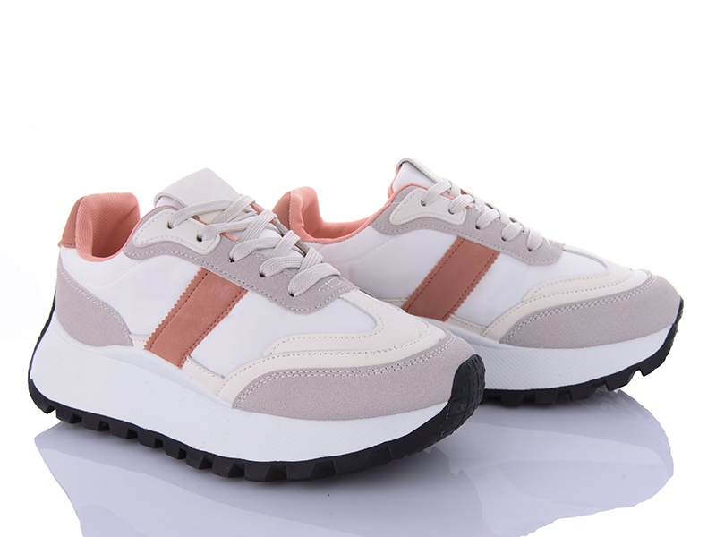 Кроссовки VIOLETA (36-41) 20-1050 beige-pink (деми)