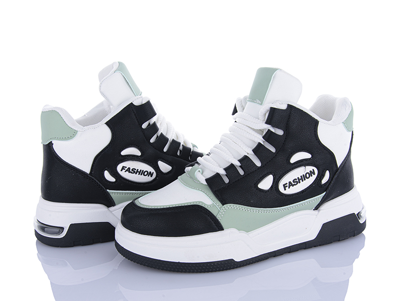 Кроссовки VIOLETA (36-41) 177-35 white-black-green (зима)