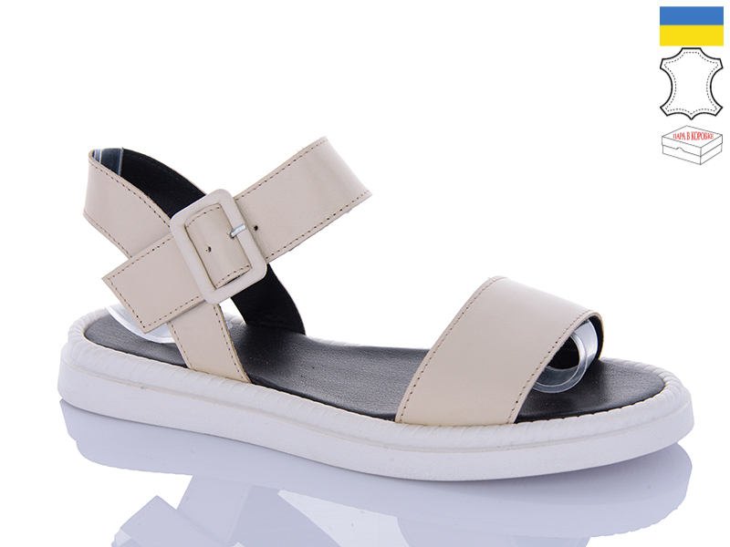 Босоножки Sali (37-41) 913 бежевий біл-п. (лето)